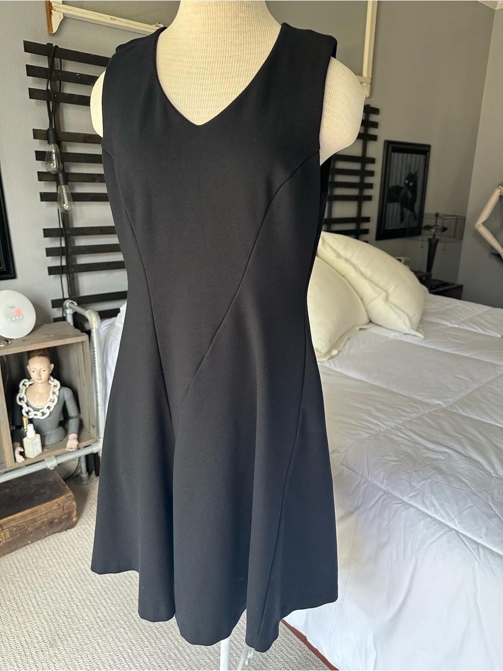 CAbi Black V-Neck Sleeveless A-Line Knit Dress size medium - Picture 4 of 15